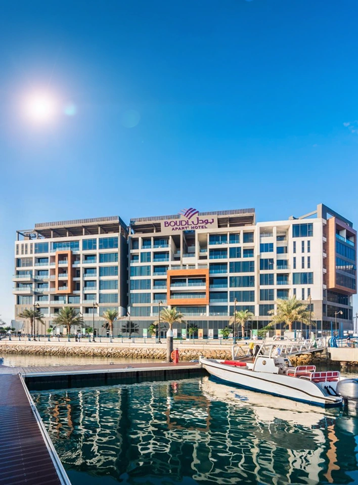 Hotel and leisure destination near Jubail Bay waterfront.